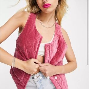ASOS Reclaimed Vintage Inspired velvet embroidered vest in pink